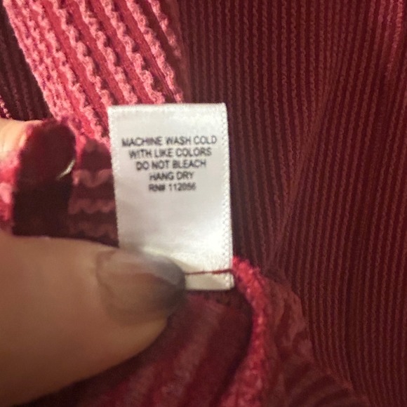 Zenana Womens Large/XLarge Red‎ Waffle Knit Long Sleeve Tunic Top Relaxed Fit - Picture 7 of 8